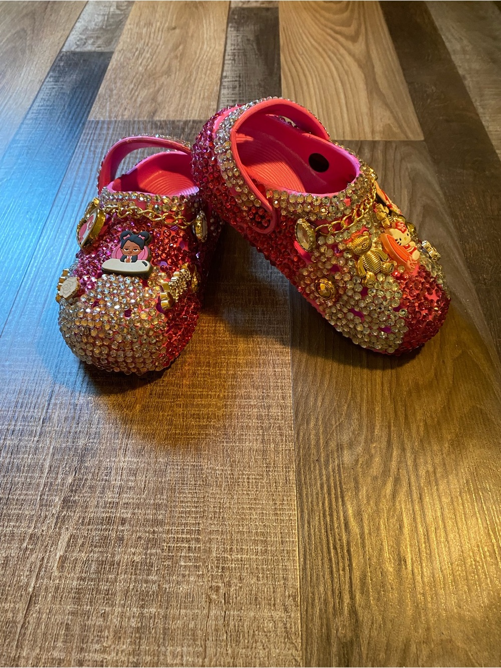 Source Unknown Hot Pink Jeweled Kids Clog Sandals